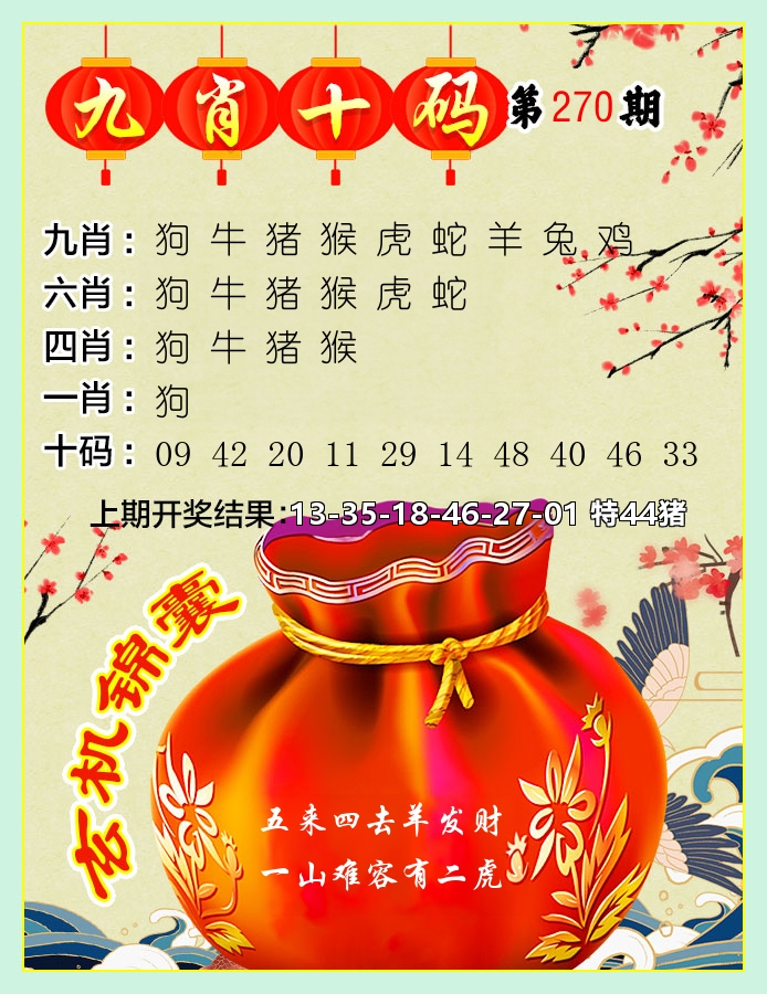 九肖十码 第270期