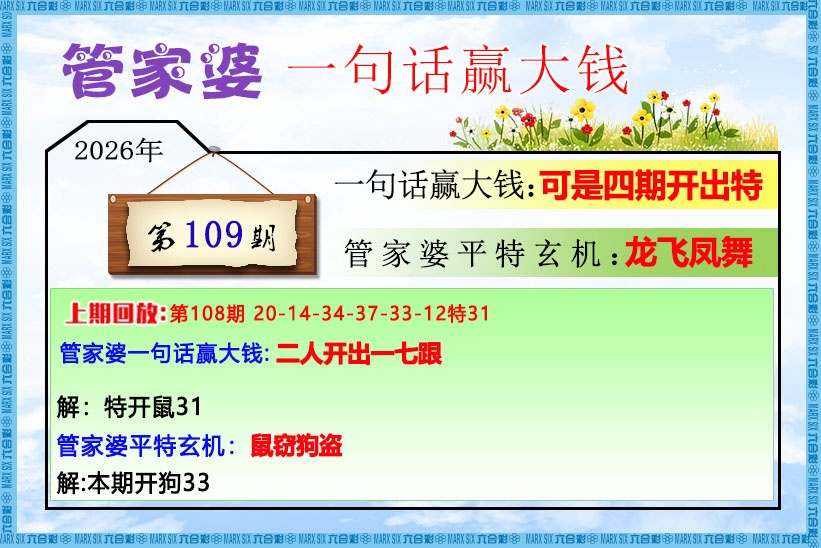 管家婆一句话赢大钱 第108期