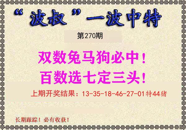 波叔中特 第270期