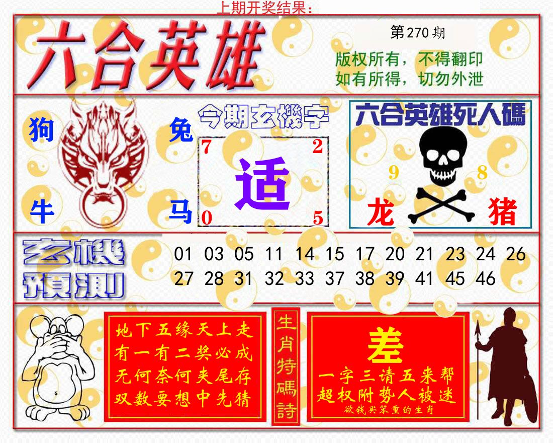 六合英雄 第270期