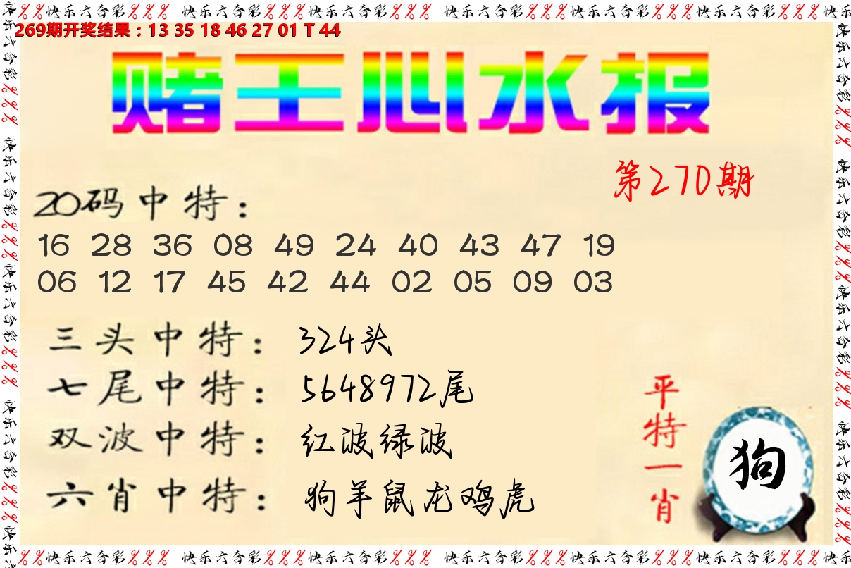 赌王心水报 第270期