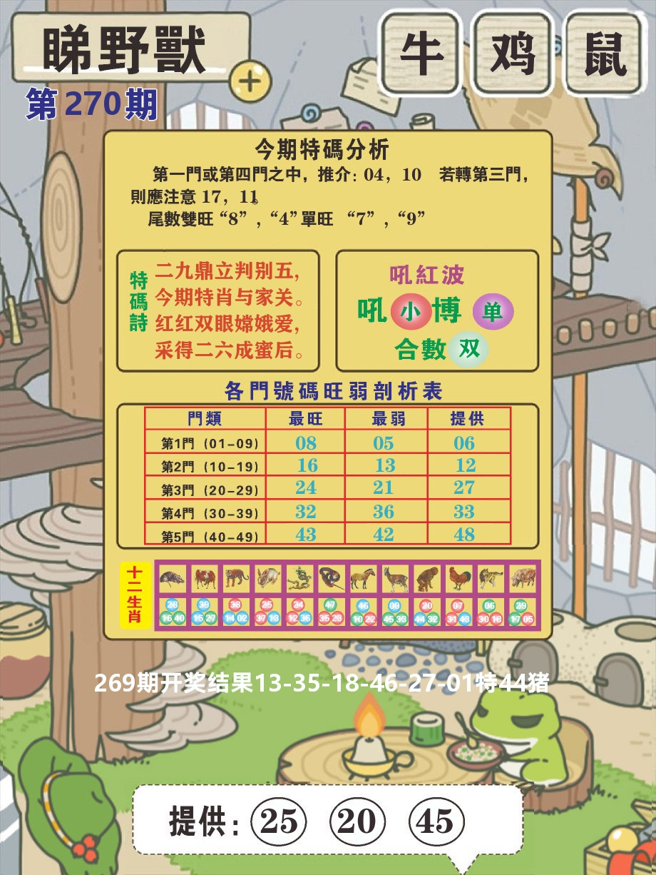快乐八彩先知B 第270期