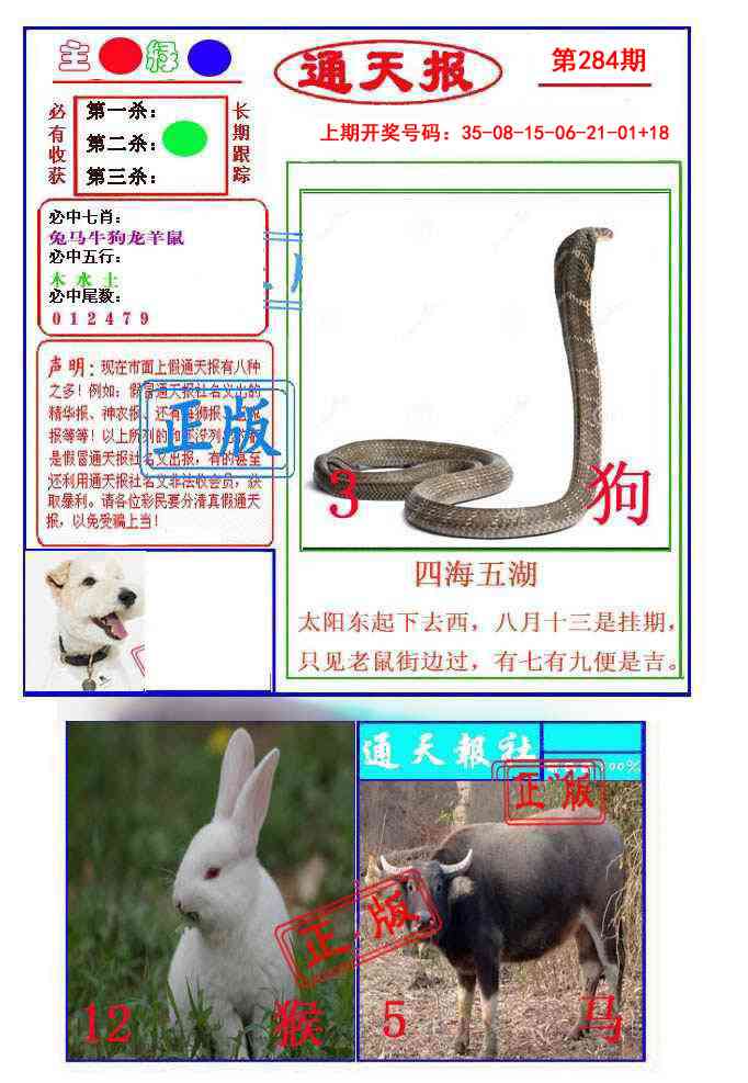 通天杀波图1 第283期