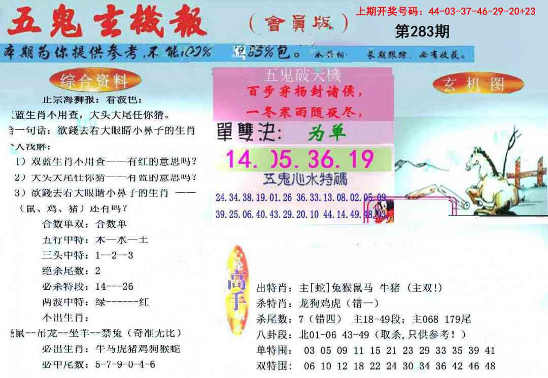 新五鬼玄机 第283期