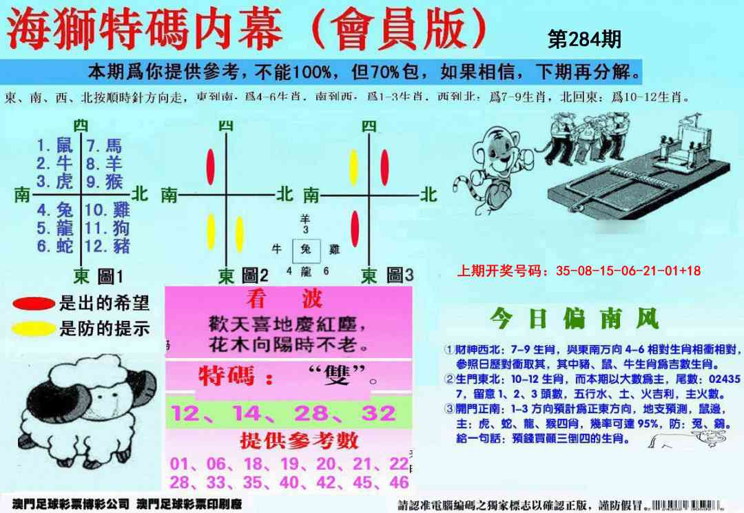 另版海狮特码内幕报 第283期