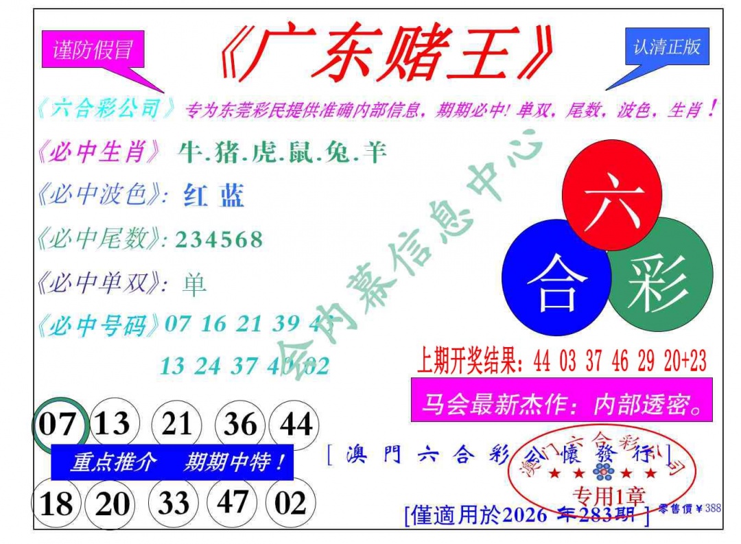 广东赌王 第283期