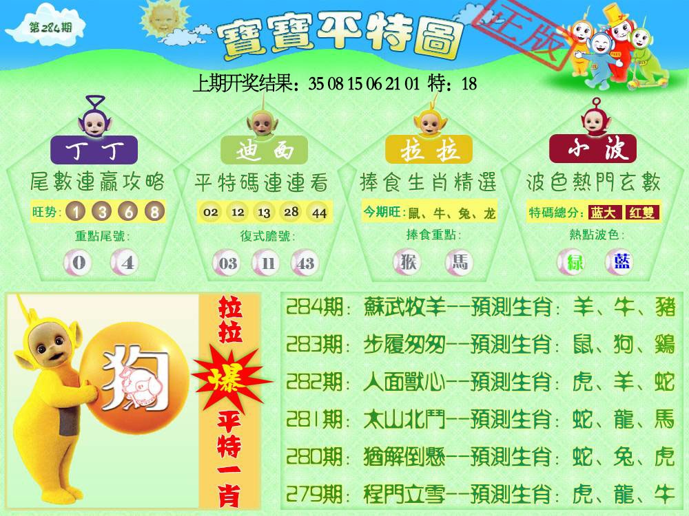 天线宝宝平特图 第284期