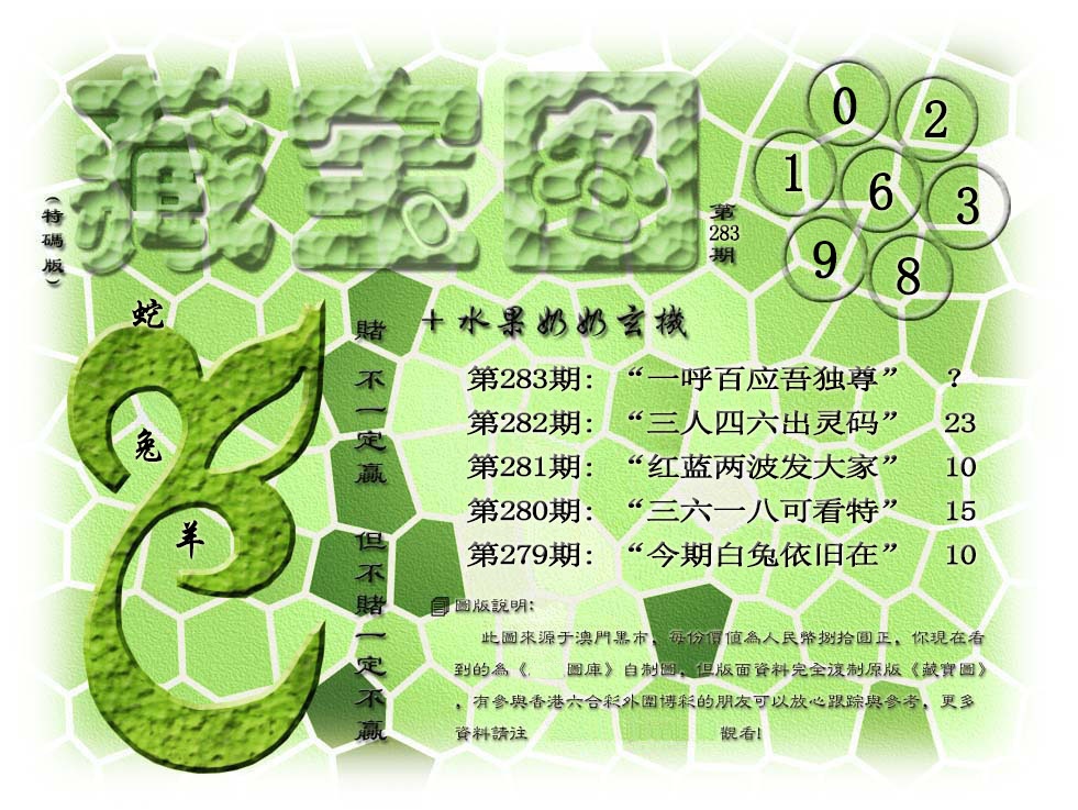 (水果奶奶藏宝图)正版 第283期