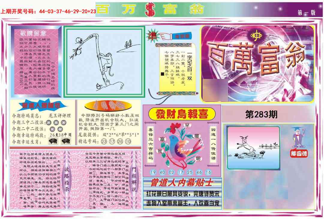 百万富翁A 第283期
