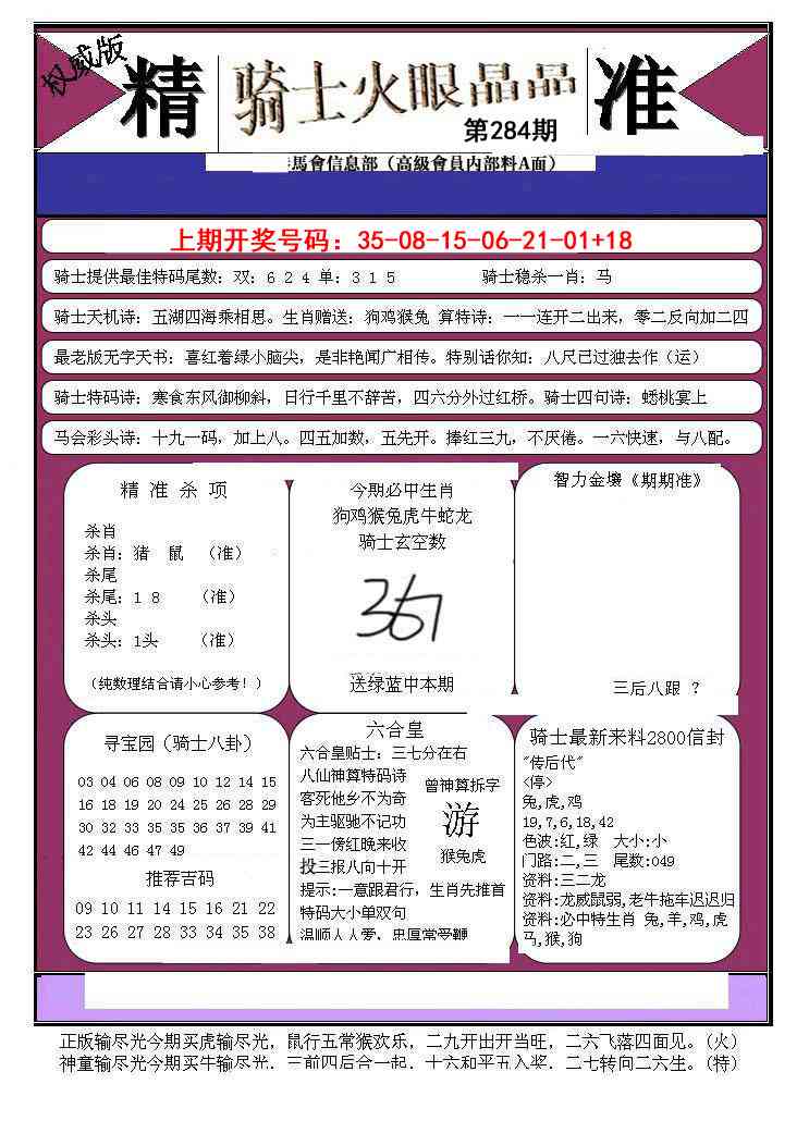 骑士火眼晶晶B 第283期