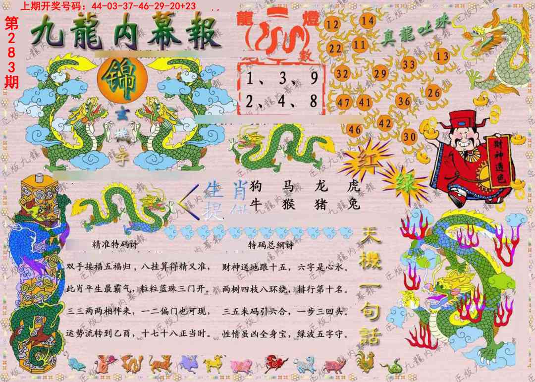 正版九龙内幕报 第283期