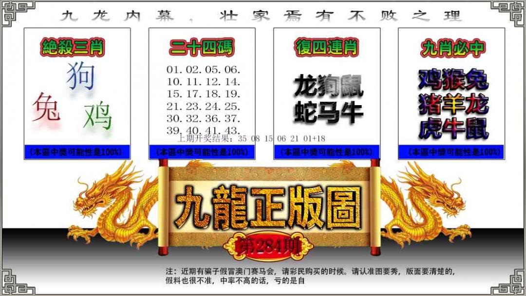 九龙正版图 第284期