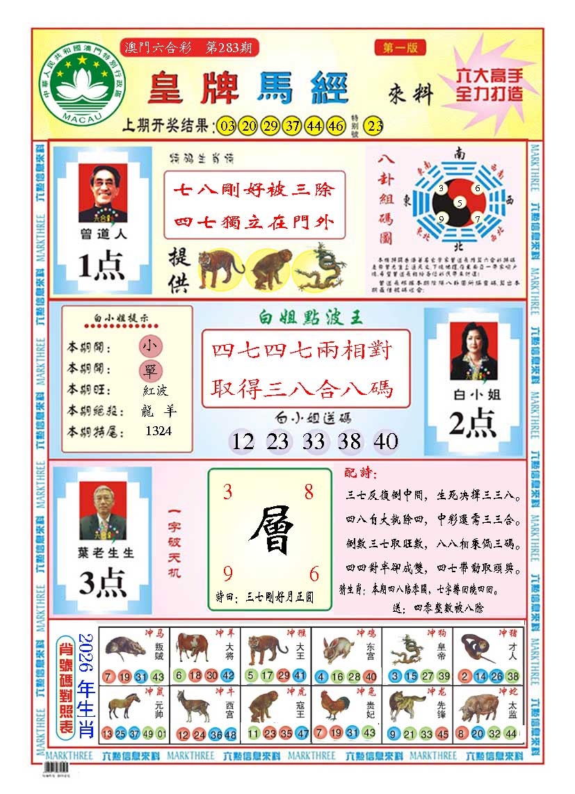 皇版马经A 第283期