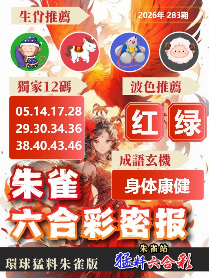 朱雀六合彩密報 第283期