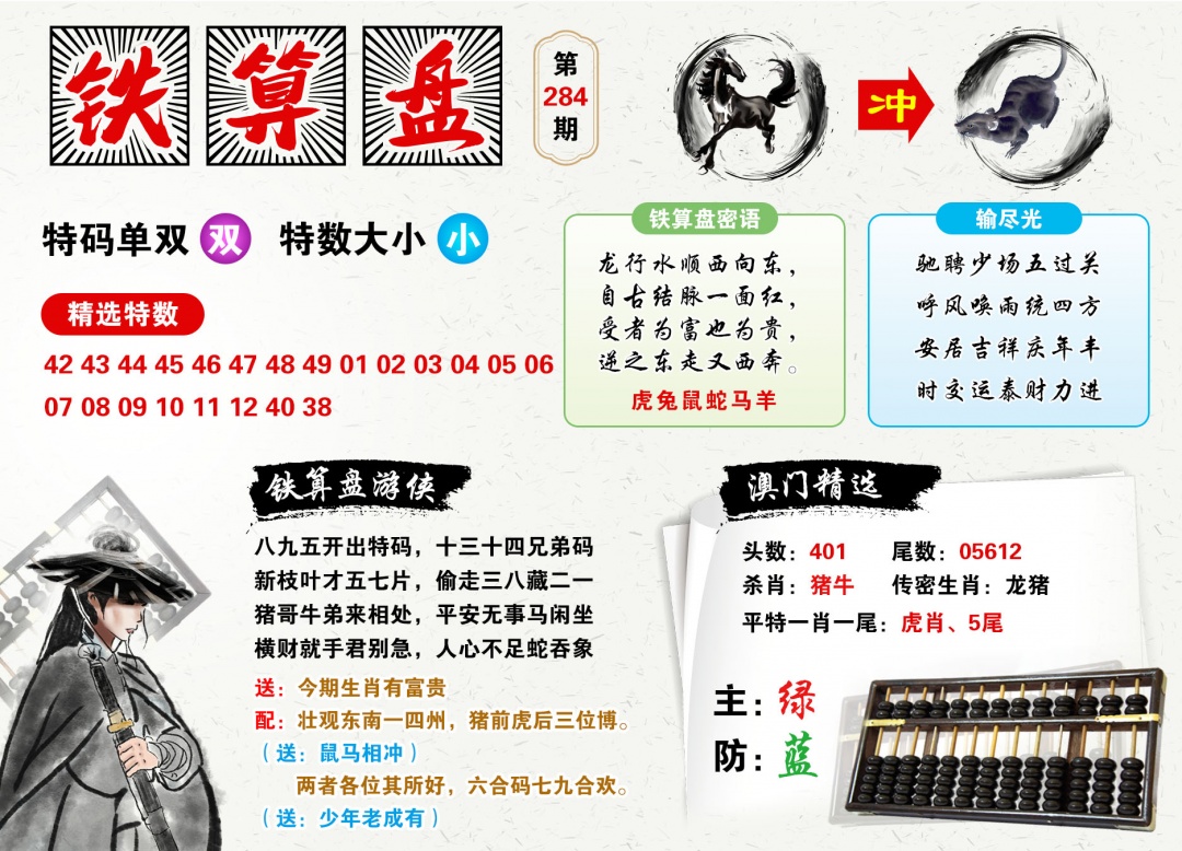 澳门铁算盘 第284期