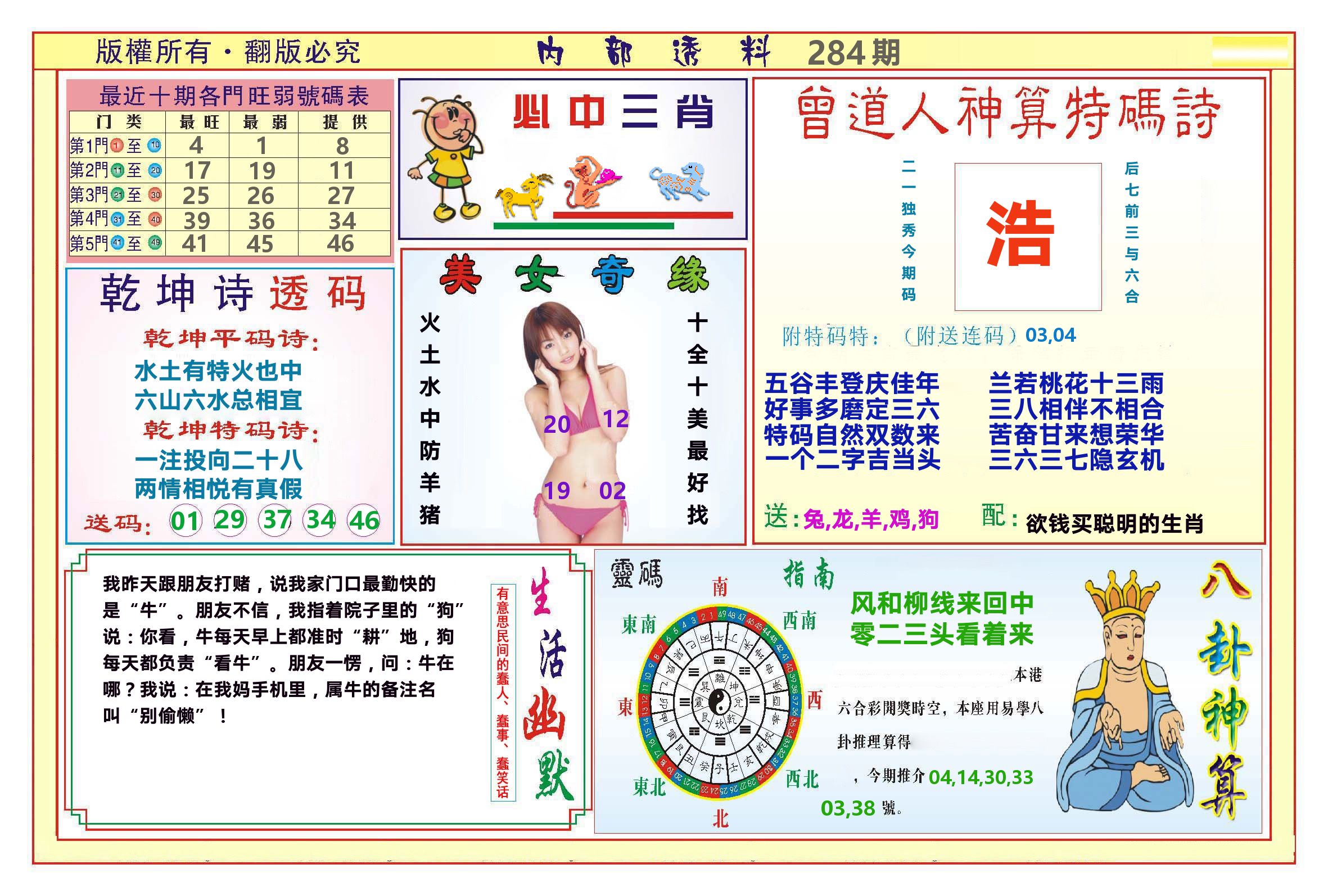 澳门内部透料B 第284期