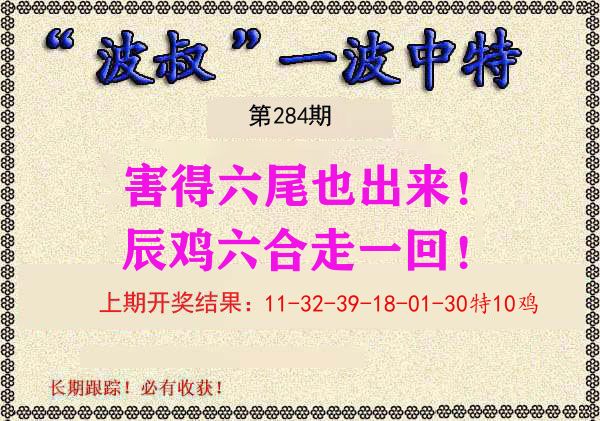 波叔中特 第284期