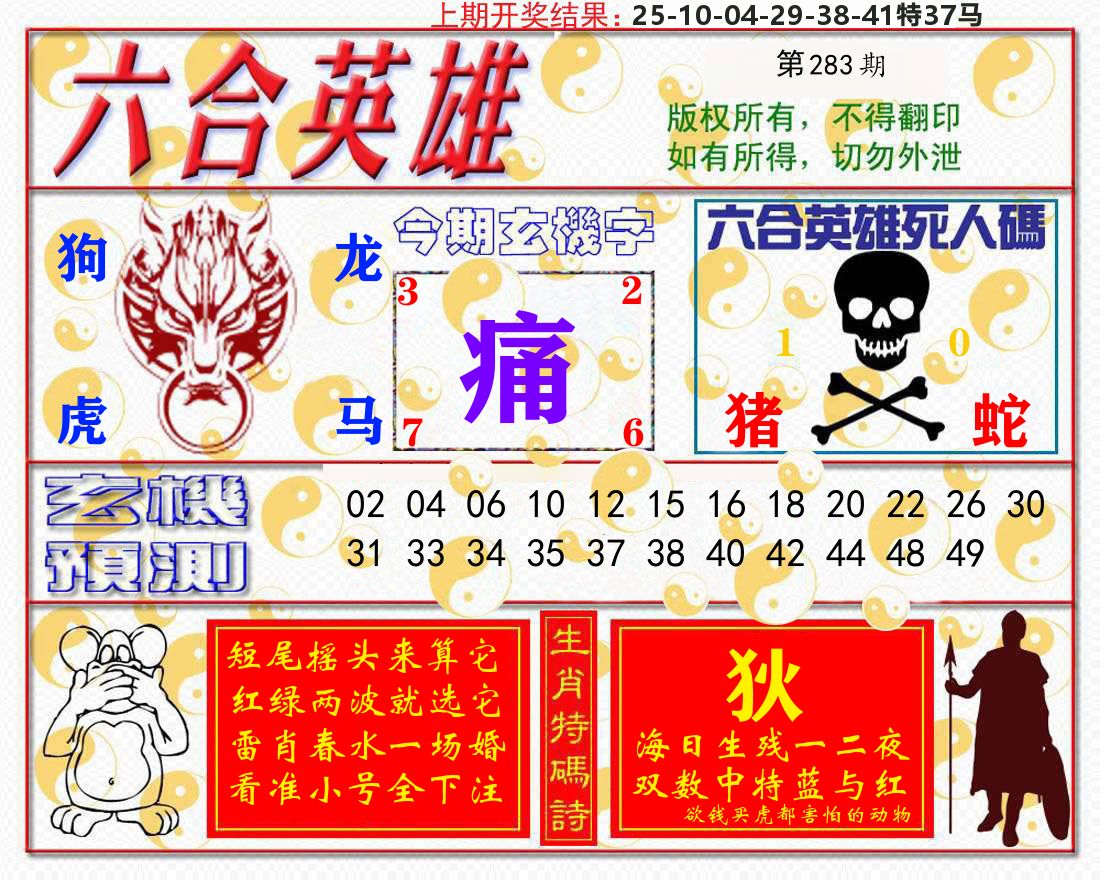 六合英雄 第283期