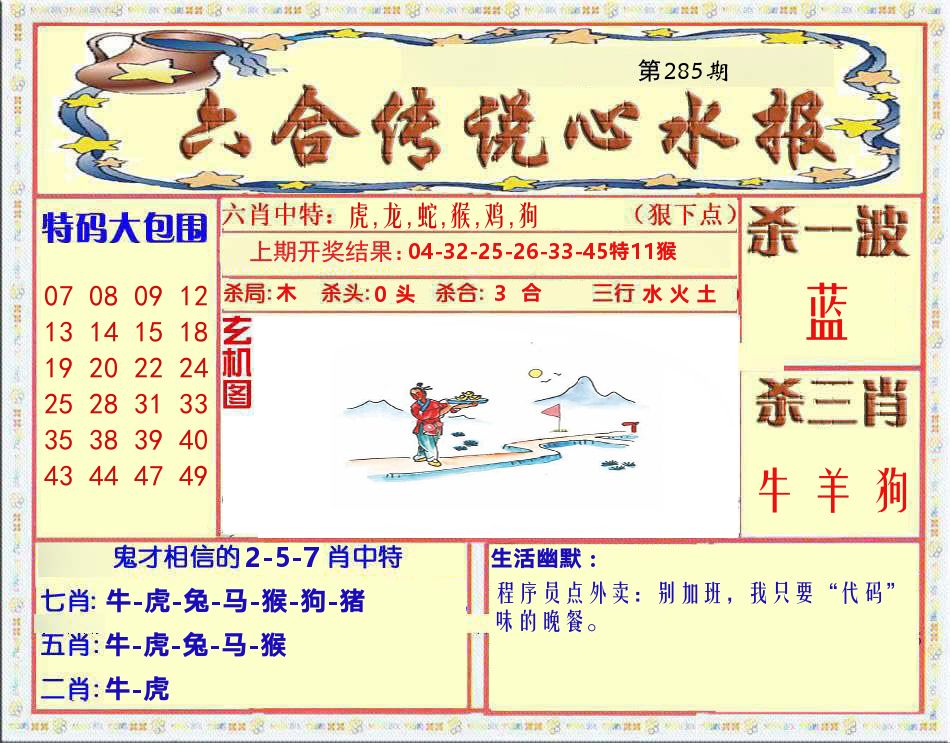 六合传说心水报 第284期