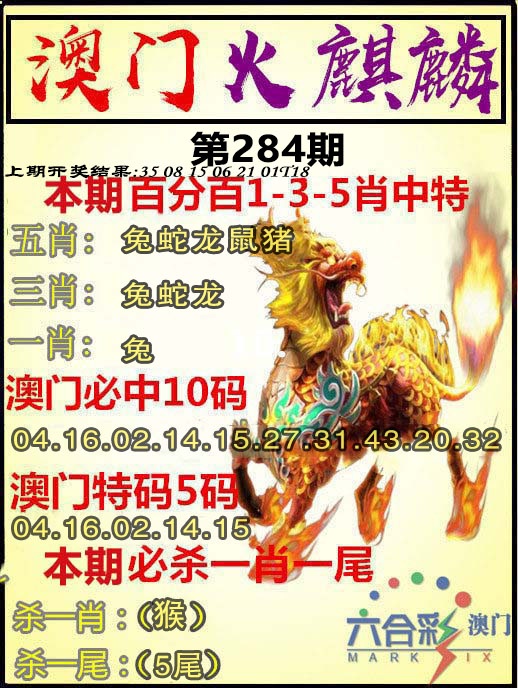 火麒麟 第284期