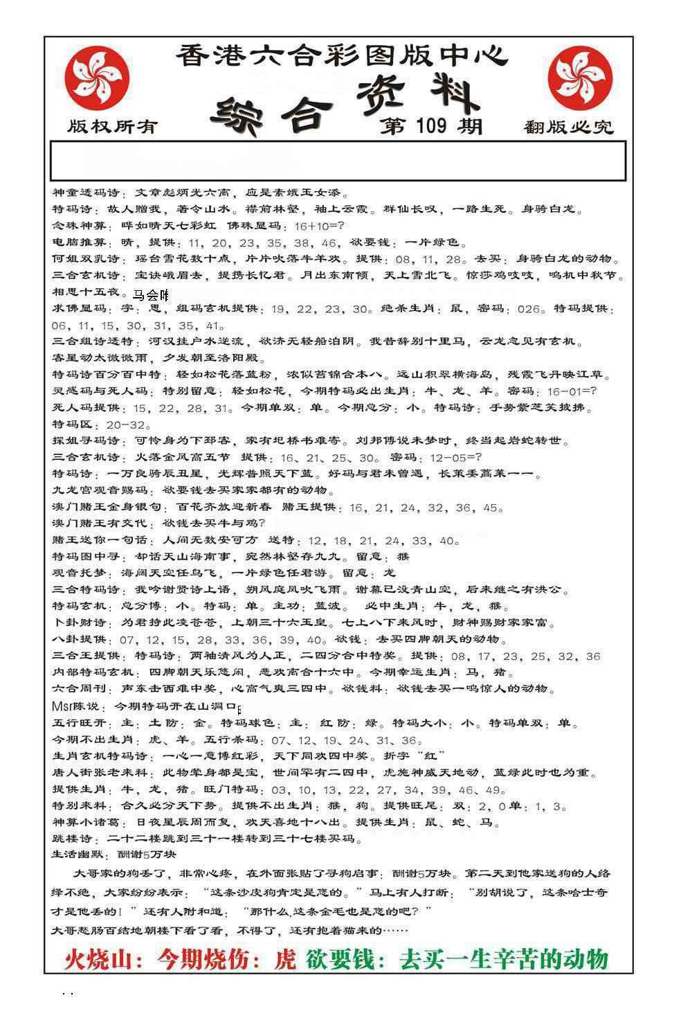 内部综合资料(特准) 第109期