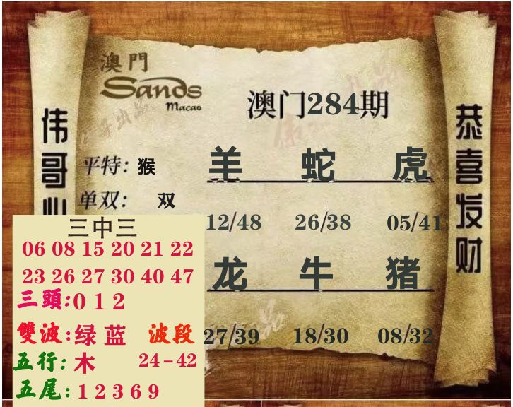 伟哥心水 第284期