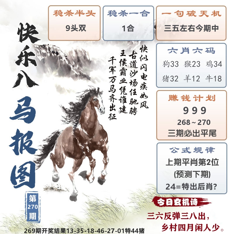 快乐八马报图 第270期