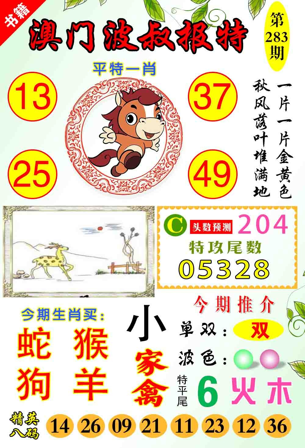 澳门波叔报特 第283期