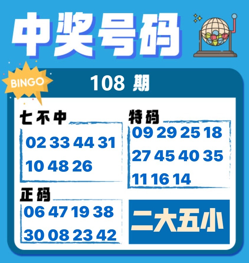 中奖号码 第108期