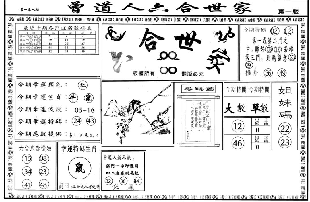 六合世家A 第108期