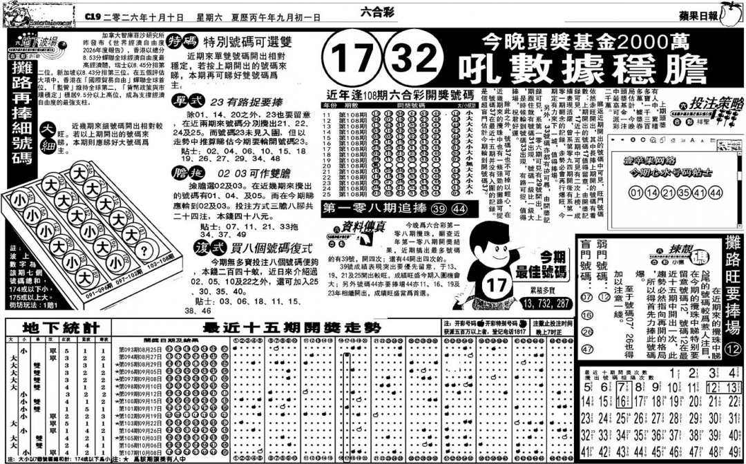 私作苹果报B(自决) 第108期