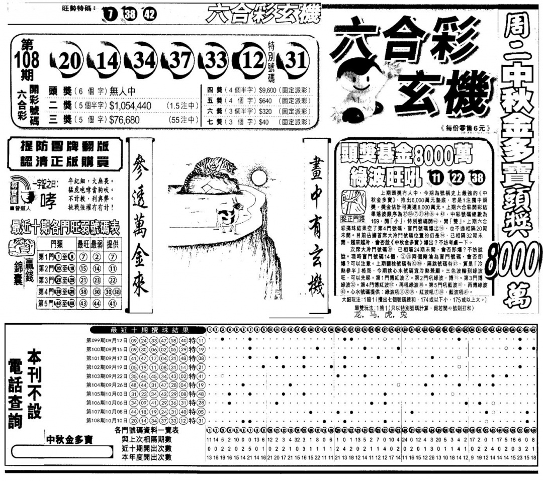 另版跑狗A(正面) 第109期