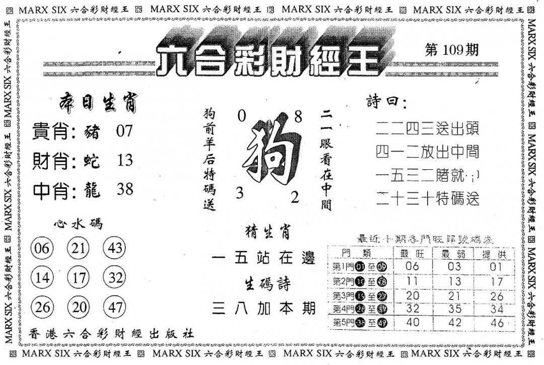 另版六合财经王 第109期