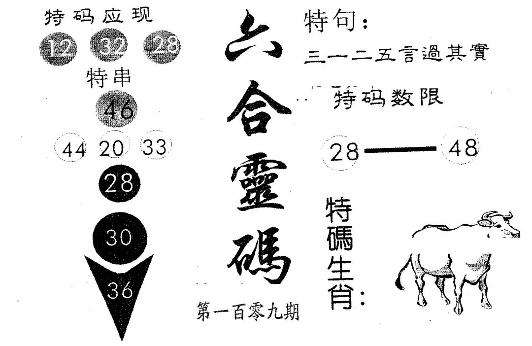 六合灵码 第109期