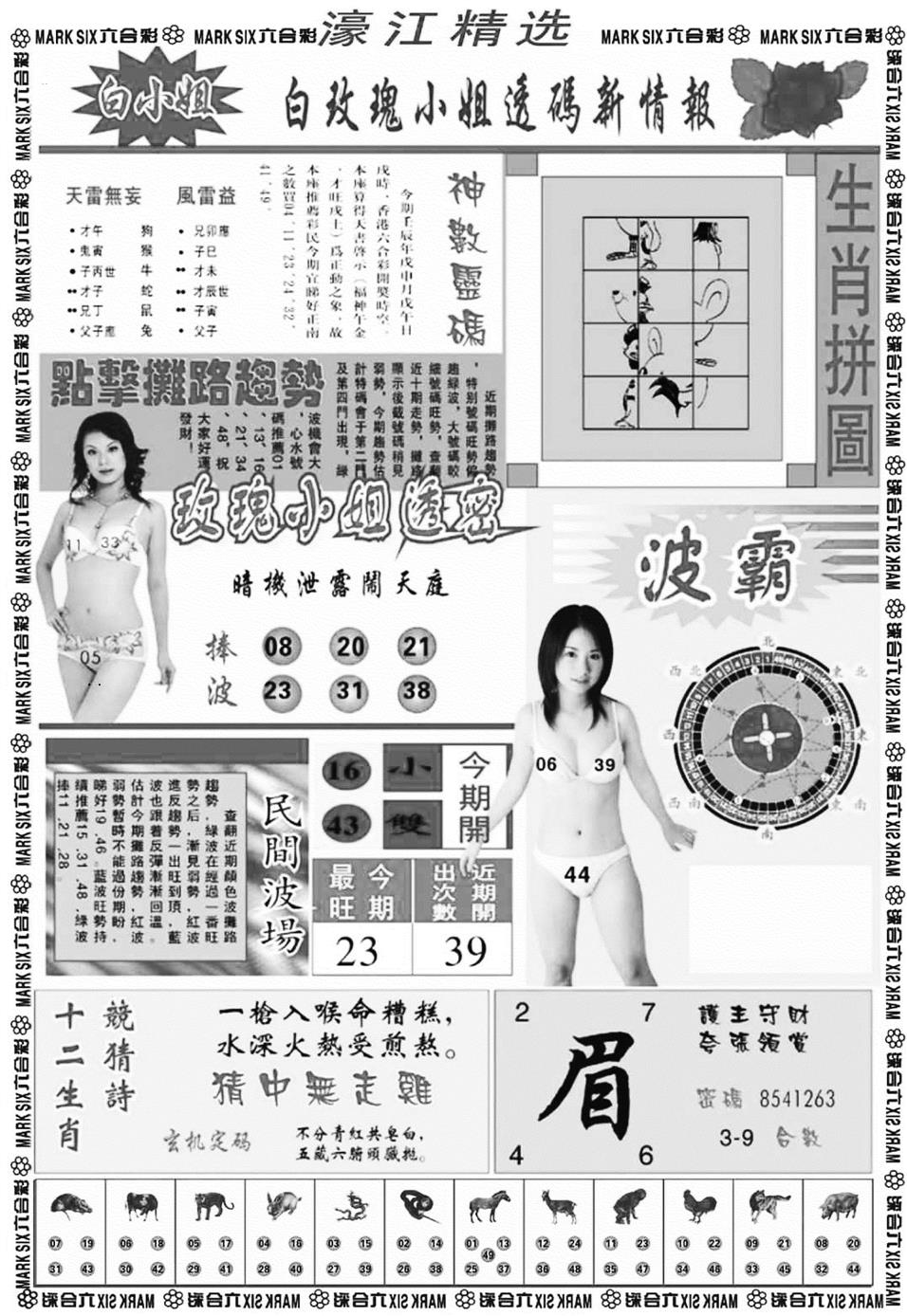濠江精选B 第109期